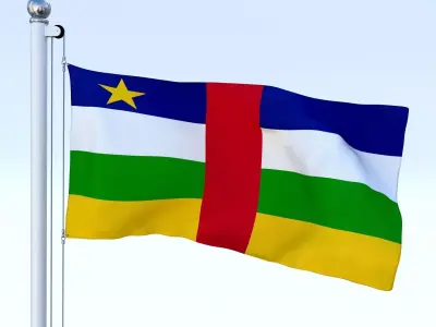 Animated Central African Republic Flag Low-poly 3D model