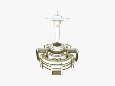 SciFi Facility D11 Golden - Sci Fi Exterior Design Low-poly 3D model