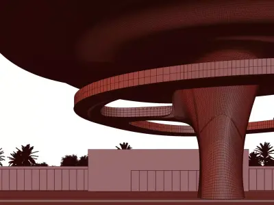 Futuristic Landmark Pavilion with Sculptural Metal Canopy 3D model