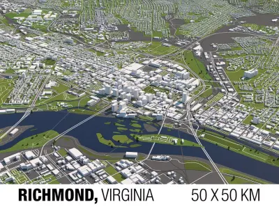 Richmond Virginia USA 50x50km 3D model