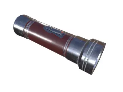 Flashlight Game Ready metal bottle Low-poly 3D model