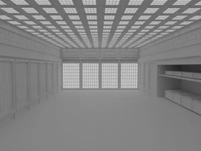Japanese training dojo no material 3D model