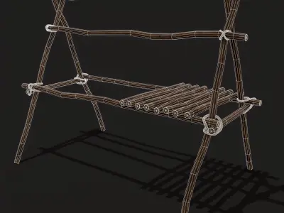 Rustic Native American Chippewa Kitchen Low-poly 3D model