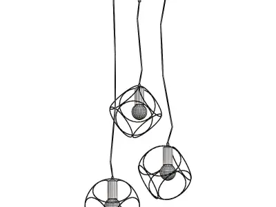 vitaluce pendant light with three metal balls hanging from it 3D model