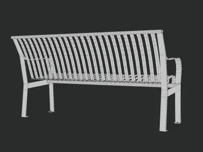 Black Metal Park Bench Low-poly 3D model