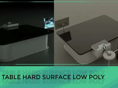 Sci fi table hard surface Low-poly 3D model