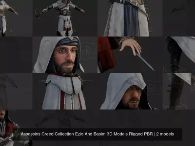Assassins Creed Collection Ezio And Basim 3D Models Rigged PBR 3D Model Pack