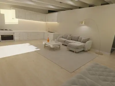 Attic apartment and kitchen 3D model