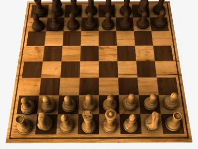 Chess Set Wood and Glass Combo 3D model