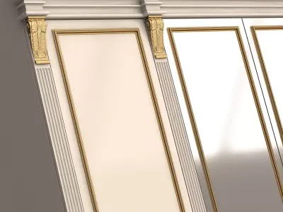 Classic Wardrobe Furniture 0402 White Low-poly 3D model