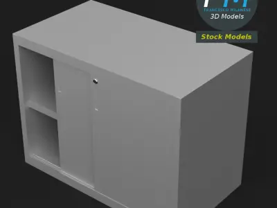 Filing cabinet with sliding doors 3D model