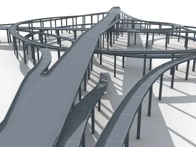 Highway Road Viaduct Flyover-08 3D model