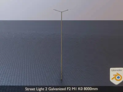 Street Light 2 Galvanized F2 M1 K0 8000mm Low-poly 3D model