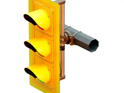 Yellow traffic light 3D model