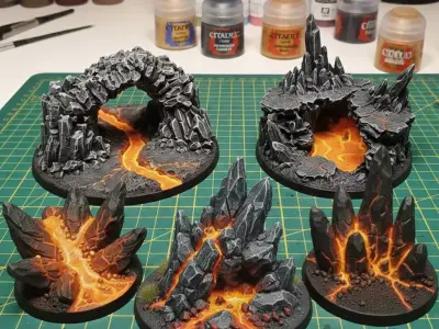   Volcanic Terrain Set 3D STL - Pre-supported 3D print model