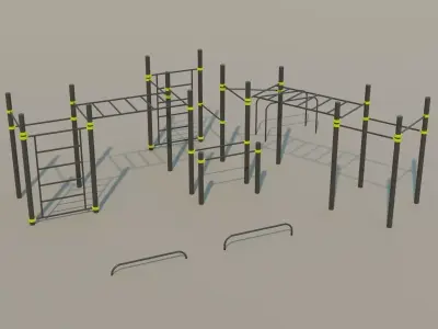 Calisthenics Station 2 Outdoor Fitness Equipment Street Workout 3D model