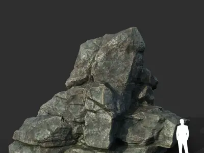 Low poly Cracked Rock B 210221 Low-poly 3D model