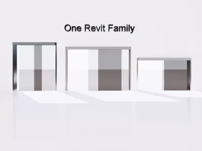 Sliding door exterior - Full parametric Revit Family  Free low-poly 3D model