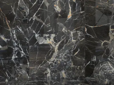 Wall Tiles Museum Laurent Black 160x320 Set 2 Texture