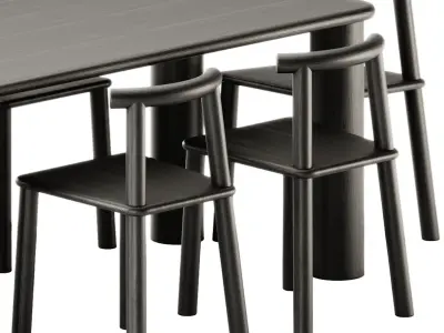 MIDI Open back chair and Found COMMUNE Small Table by Found 3D model