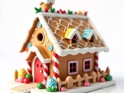 Stylized Gingerbread House 3D Model Holiday Treat Low-poly 3D model
