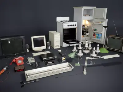 Various Electronics  Low-poly 3D model