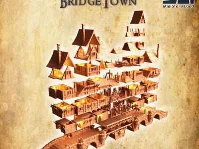 Modular BridgeTown Tabletop Terrain 28 MM 3D print model