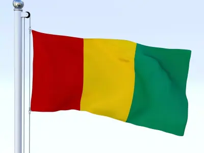 Animated Guinea Flag Low-poly 3D model