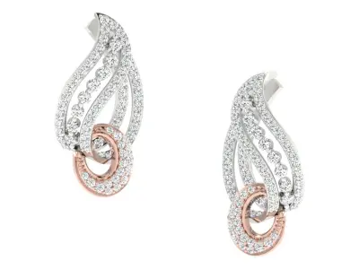Light Weight Rose Gold Diamond Earring  -EAR-021 3D print model
