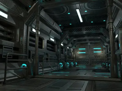 Sci-Fi Modular Hallway Low-poly 3D model Low-poly 3D model