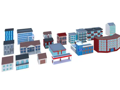 simple buildings 3D model
