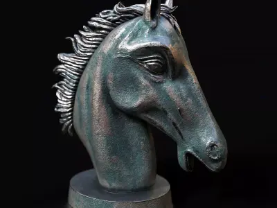 Horse head sculpture Low-poly 3D model