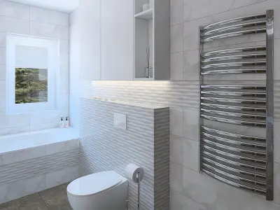 Cozy bathroom with dark tiles 3D model