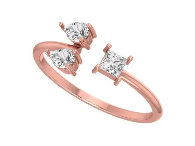 Three Stone Light Weight Band Ring 3D print model 7
