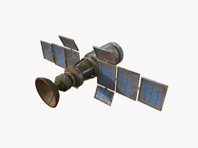 Satellite A11 Destroyed - SciFi Space Design Low-poly 3D model