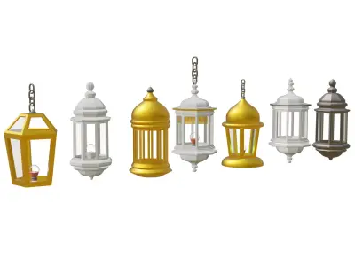Ramadan Lantern Set Arabic Fanous 3D Models Low-poly 3D model