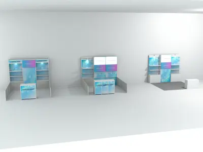Standard Display Sales Booth - Low Side Partition - R8 3 x 3 m Low-poly 3D model