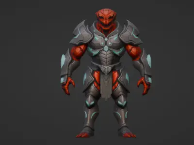 Armored Alien Warrior  Sci-Fi 3D Character Low-poly 3D model