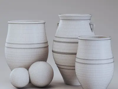 Planter pots collection Low-poly 3D model