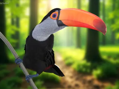  Toucan on Branch Fur 