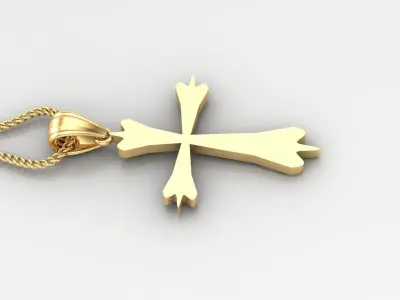 Light Gold 18K Cross Pendant 2CP007 3D print model