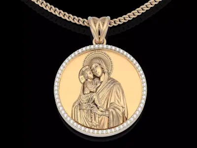 Holly Marry and Jesus pendant gold  printable 3D model 3D print model