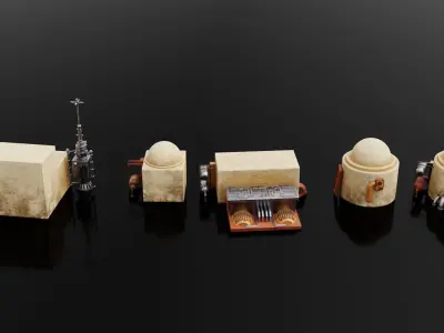 star wars  tatooine buildings Low-poly 3D model