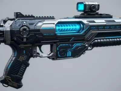 Sci-Fi Plasma Gun 3D Model  Futuristic Cyberpunk Game Ready Low-poly 3D model