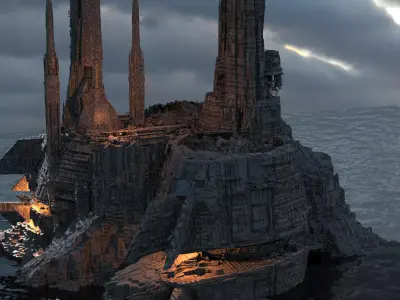 Assassin Base Empire Facility mountain 3D model