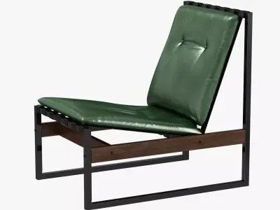 jacaranda iron green leather lounge chair 3D model