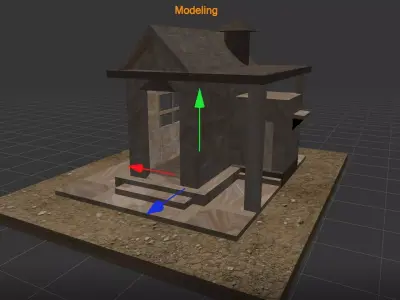 Low poly mini house 3D model Low-poly 3D model