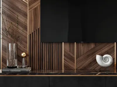 Tv set 2 modern wall design 3D model