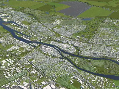 Bremen Germany 50x50km 3D City Map 3D model