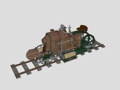 Rail Motorcycle Steampunk 3D model